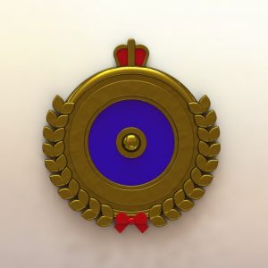 Akechi's jacket crest from Persona 5 rendered and 3d modeled in SolidWorks (top view)