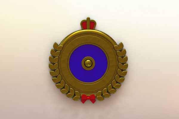 Akechi's jacket crest from Persona 5 rendered and 3d modeled in SolidWorks (top view)