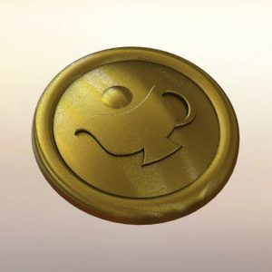Daifuku's belt buckle from One Piece rendered and 3d modeled in SolidWorks (perspective view)