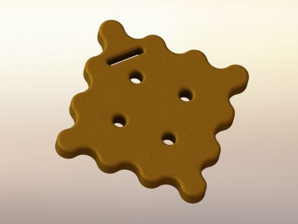 Cracker's belt biscuits from One Piece rendered and 3d modeled in SolidWorks (perspective view)