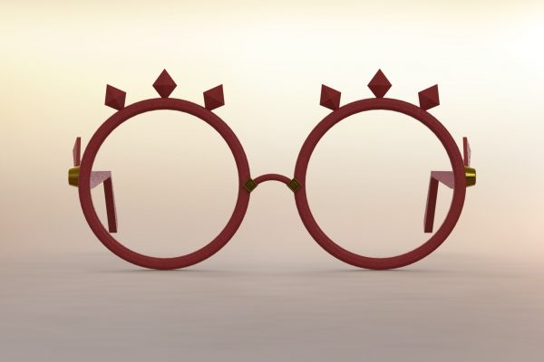 Purah's glasses from The Legend of Zelda rendered and 3d modeled in SolidWorks (front view)