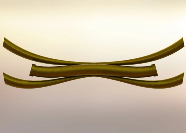 Yamato's hair piece from One Piece rendered and 3d modeled in SolidWorks (front view)