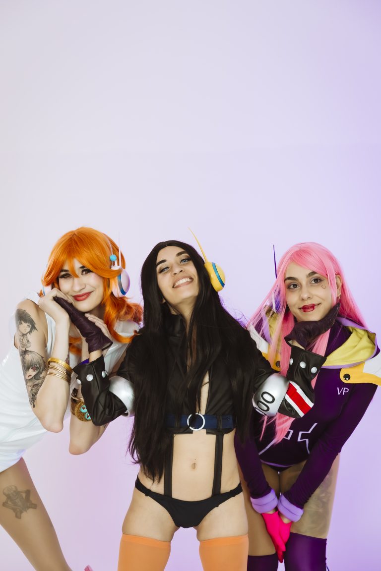 Group of cosplayers as the girls in Egghead Island